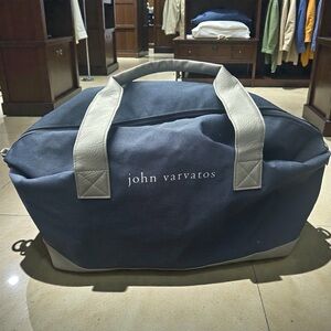 John Varvatos Navy and Gray Duffel Bag